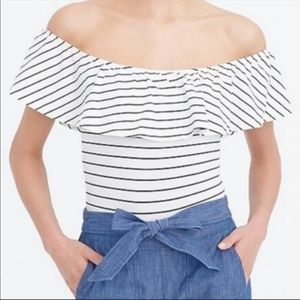 J. Crew Striped Off the Shoulder Bodysuit Suit XL